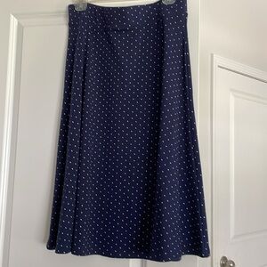 Lands’End Skirt Women Size 10-12 Polka Dots Navy White A-line